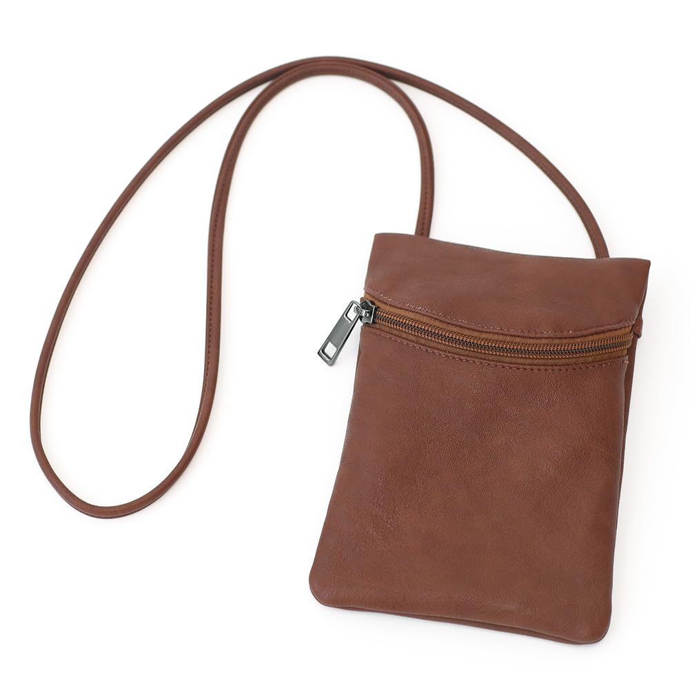 Photo 1 of BBORGDC Brown PU Leather Crossbody Phone Purse for Women, Small Lightweight Cell Phone Wallet with Coin Pouch, Mini Crossbody Bag for Casual Use
