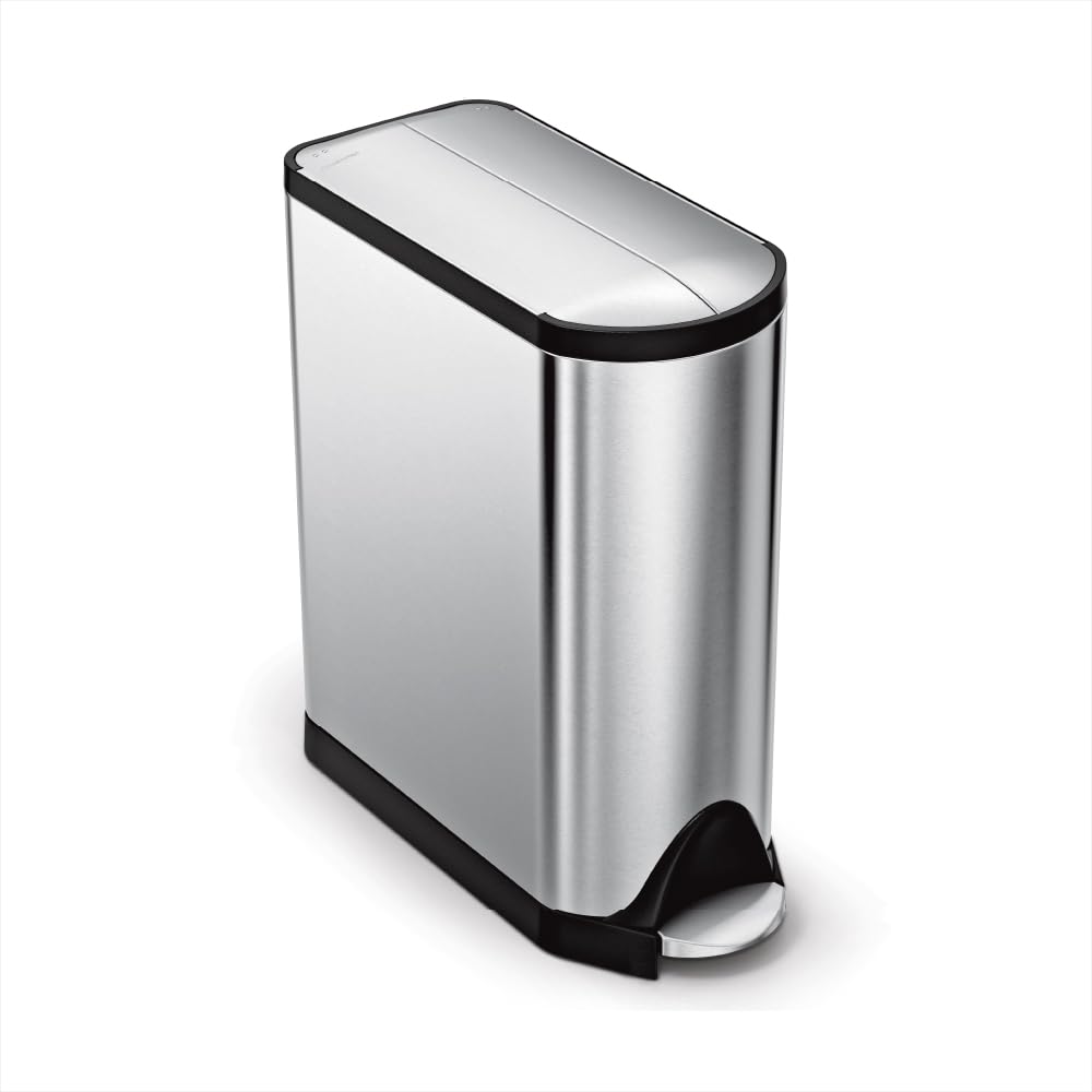 Photo 1 of **DENTED LID***simplehuman 45 Liter / 11.9 Gallon Butterfly Lid Kitchen Step Trash Can, Brushed Stainless Steel
