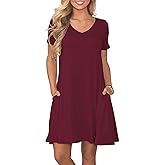 lionstill Women's Casual T Shirt Dress Summer Short Sleeve Swing Dresses with Pockets