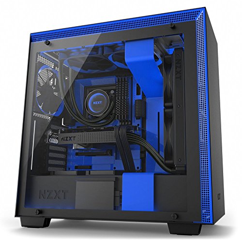 NZXT H700i - ATX Mid-Tower PC Gaming Case - CAM-Powered Smart Device - RGB and Fan Control - Tempered Glass Panel - Enhanced Cable Management System â€“ Water-Cooling Ready - Black/Blue