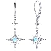 Star Earrings for Women 925 Sterling Silver Star Dangling Drop Earrings with Moonstone/Zircon Jewelry Gifts for Women