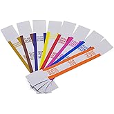 LLIKED 400 Money Bands - Self Sealing Currency Straps, 50 Each Color | 50 of each color. 7.5 x 1.15 inches, self-adhesive, for banks, retail &amp; casinos