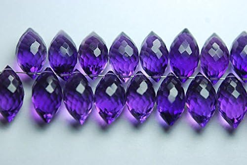 3 Match Pair,AAA Quality,Purple Amethyst Quartz Faceted Dew Drops Briolettes 12x8mm