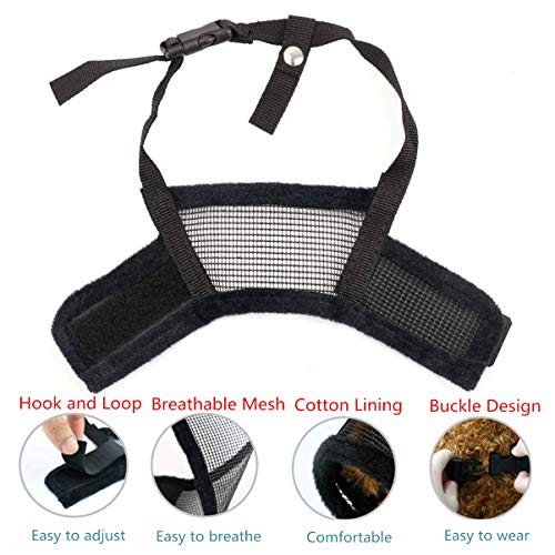 Dog Muzzles Oxford Cloth Pet Mesh Mouth Cover Anti-bite Anti-lick Adjustable Breathable Comfortable Safety Postoperative Recovery for Puppies,Dogs (L) - Thumbnail 5