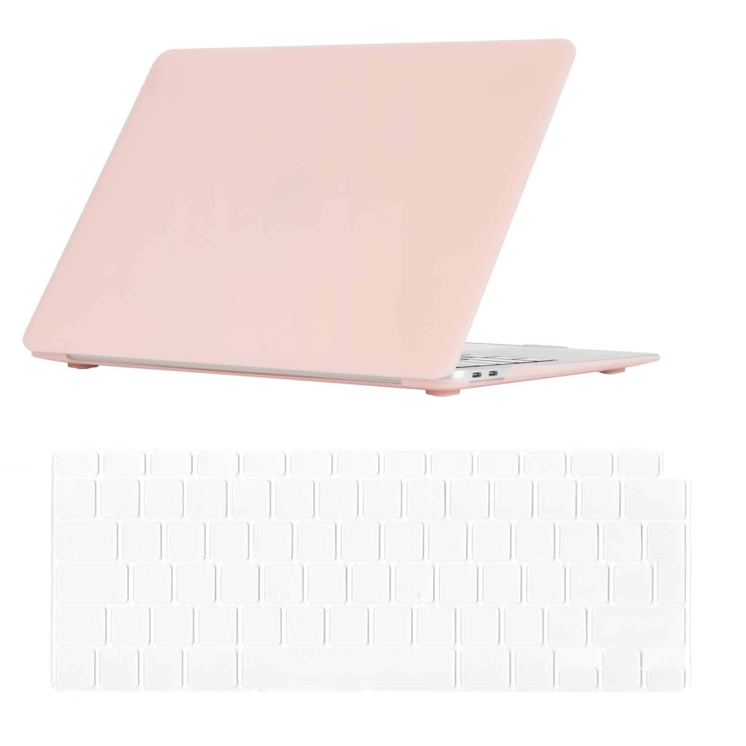 Se7enline Compatible with MacBook Air 13 Inch Case 2024 2023 2022 2021 2020 2019 2018 A1932/M1 A2337/A2179 for Mac Air 13-Inch Retina Display Touch ID &Keyboard Cover(UK Layout),Chalk Pink