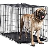BestPet Dog Crate Double Door Folding Metal Dog Cage Plastic Tray Pet Crate Pet Cage W/Divider,24" 30" 36" 42" 48" (42" Dog Cage)