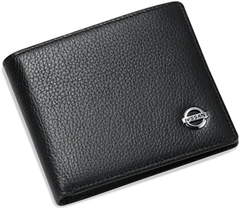 Nissan Bifold Wallet with 3 Credit Card Slots and ID Window - Genuine Leather