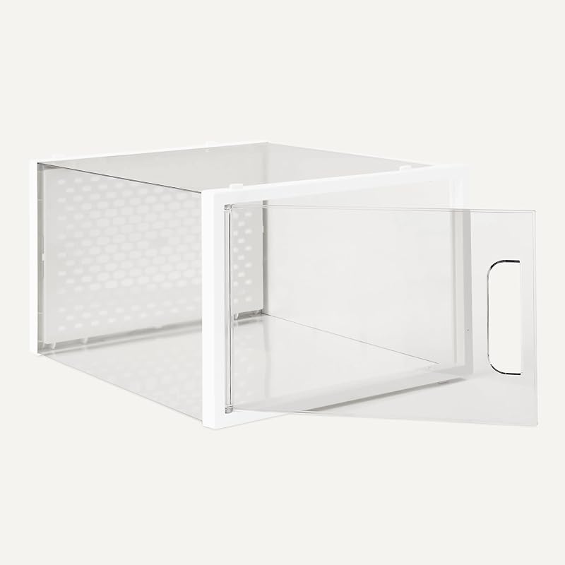 - Caja organizadora de zapatos apilable y plegable, grande, paquete de 12, Transparente — foto 3 de 5