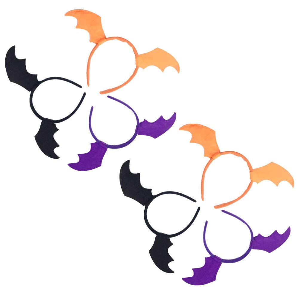 minkissy 6Pcs Headbands Multicolored Bat Wings Pattern Fabric Hair Bands Lovely Hair for Christmas Party Head Band Accessory