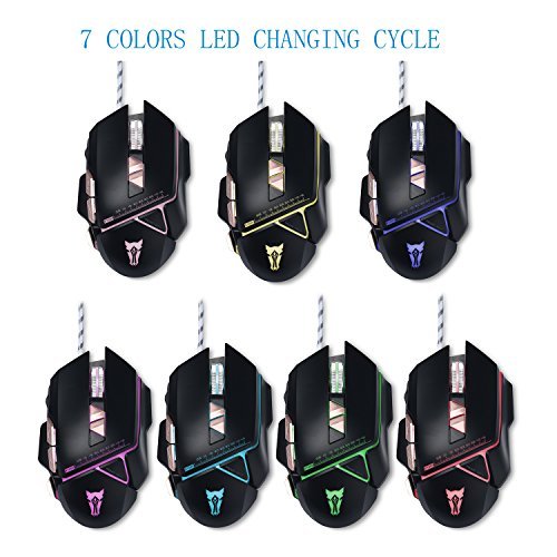 Peng-DILU 3500 DPI Gaming Mouse with Ergonomic 8 side buttons USB Wired Programmable,Gaming Mice with 7 LED Colors Changing For Gamer PC MAC Laptops