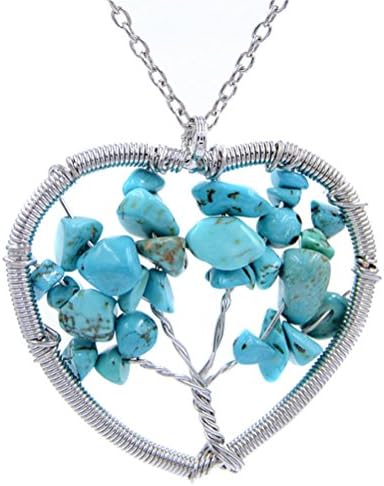 Gergory Tree of Life Pendant Colorful Crystal Necklace Gemstone Chakra Jewelry (01)