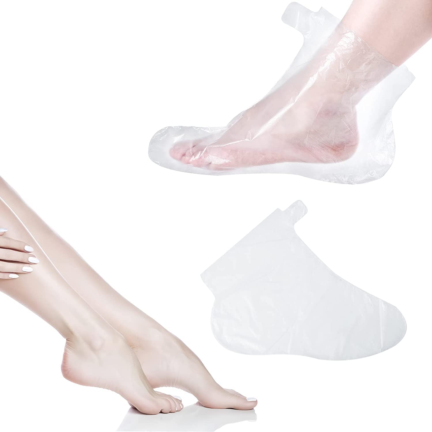 Clear Plastic Disposable Booties, Paraffin Wax Bath Liners for Foot Pedicure Hot Spa Wax Treatment Foot Covers Bags (50pcs)