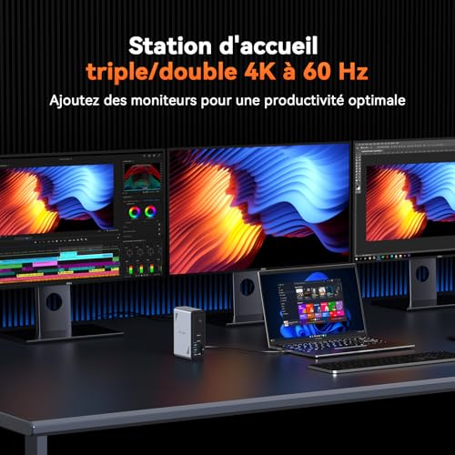 TobenONE 18 in 1 Laptop Docking Station with 3 Monitors, Triple 4K Display, 3 HDMI Ports, 9 USB Ports, Gigabit Ethernet, PD3.0, for Windows/Dell/Lenovo/HP Laptops