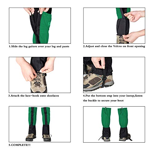 IDAND Waterproof Gaiters for Hiking Snow Gaiters Snow Leg Gaiters Snow Boot Gaiters Anti-Tear Oxford Fabric Outdoor Waterproof Snow Shoes for Outdoor Hiking Walking Hunting Climbing Mountain (L)