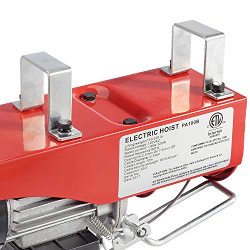 Partsam 220 Lift Electric Hoist Crane Remote Control Power System, Zinc-Plated Steel Wire Overhead Crane Garage Ceiling Pulley Winch w/Premium Straps (w/Emergency Stop Switch) - Image 3