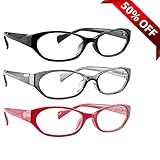 Reading Glasses 3 Pack with Red, Black & Grey _ Always have a Stylish Look & Crystal Clear Vision When You Need It! _ Comfort Spring Arms & Dura-Tight Screws _ 100% Guarantee +3.75