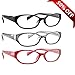 Reading Glasses 3 Pack with Red, Black & Grey _ Always have a Stylish Look & Crystal Clear Vision When You Need It! _ Comfort Spring Arms & Dura-Tight Screws _ 180 Day Guarantee +3.75