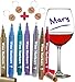 Vaci Markers Wet Erase Glass Markers - 7 Pack - 7 Metallic Wine Pens for Glasses Washable with 4 Wine Glass Charms - Drink Markers for Glasses - Great for Parties and Weddings
