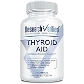 Research Verified® Thyroid Aid - Optimal Thyroid Function with Iodine Copper & Zinc - 260 mcg Selenium - 100% Pure - Vegan Friendly - 60 Capsules - 1 Month Supply