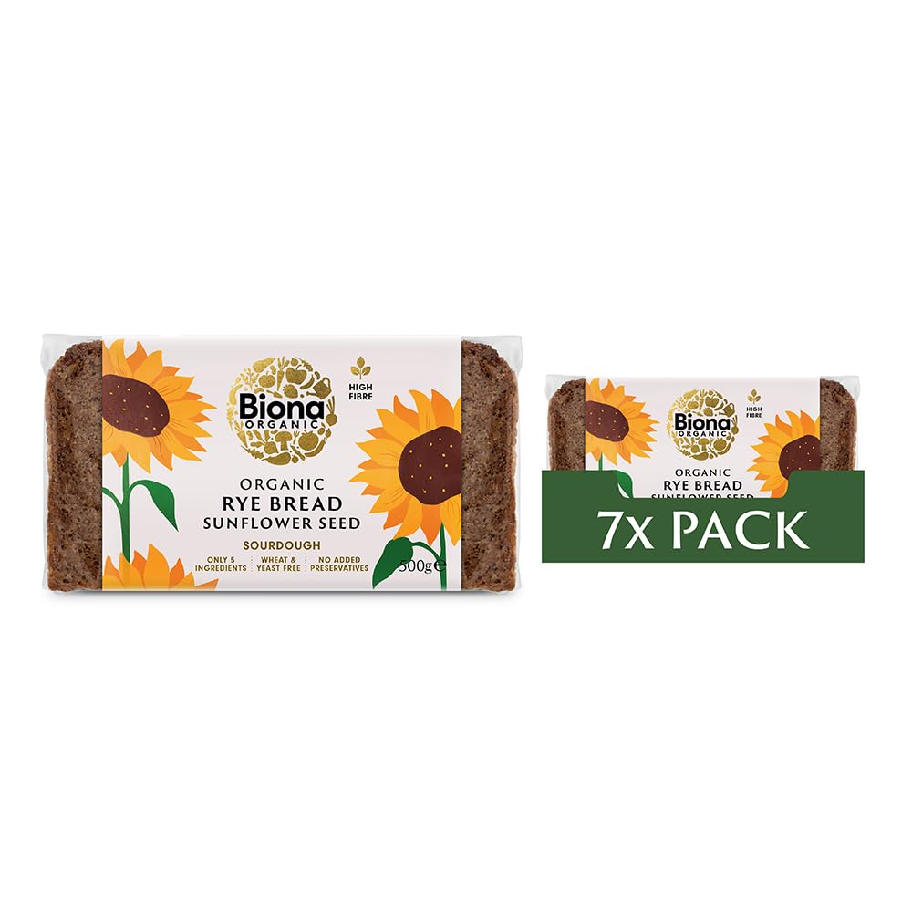 Biona Rye Sunflower seed Bread Organic 500g (Pack of 7)