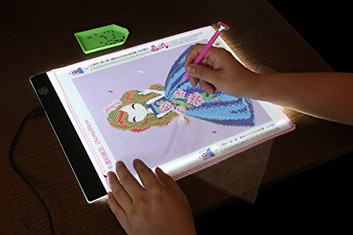A4 LED Diamond Painting Light, Genround 5D Diamond Painting Kit, 3.5mm Thin Waterproof A4 Led Light Box Led Drawing Board for Kids & Adults Painting with Diamonds to See Symbols and Numbers Clearer
