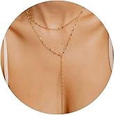 Meglalia Gold Necklace for Women, Dainty Long Necklace 14k Gold Plated Y-Shaped Cross/Star/Bar Pendant Adjustable Necklace Trendy Layered Chain Drop Necklaces Jewelry Gifts