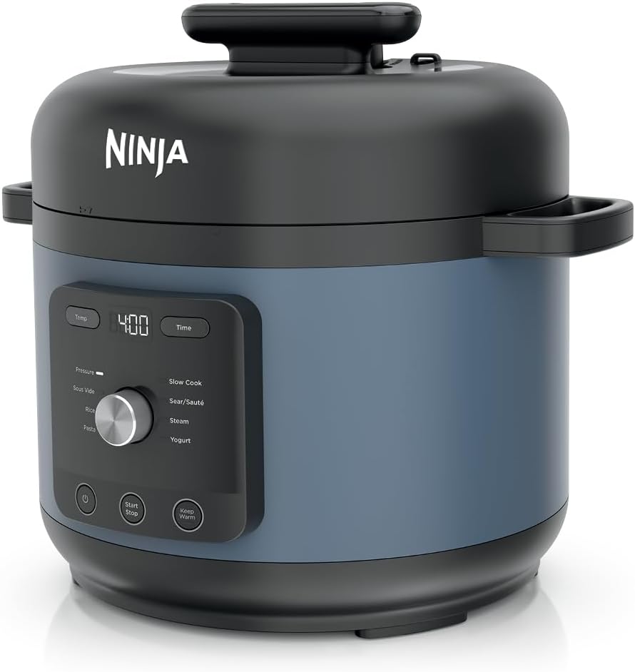 Ninja HyperHeat 6.5-Qt 9-in-1 Pressure Cooker with SimpliServe Pot, 1200-Watt Heating Element, HyperHeat Technology, Family-S