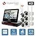 (2022 Upgraded Ver.) [8CH] Crystal Vision CVT9608E-3010W All-in-One True HD Wireless Surveillance System NVR CCTV w/ 2TB HDD, Built-in Monitor & Router, Camera Auto Pair