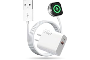 20W Fast Charger Set Compatible with Apple Watch Charger – USB-C & USB-A Dual-Port Wall Charger Plug Block + 3.3FT Magnetic C