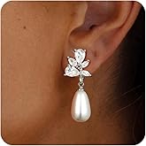 Awinesn Pearl Clip on Earrings for Women 14K Gold/Silver Plated Pearl Earrings Cubic Zirconia Non Pierced Earrings for Women Jewelry Gifts Wedding Party Fashion Trendy Jewelry Gifts