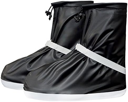 Rain Shoes Cover Waterproof Anti-Slip Reusable Foldable Rain Snow Overshoes Women Men Black