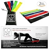Core Movement Resistance Loop Exercise Bands, Set of 5 with Carry Bag and Free H