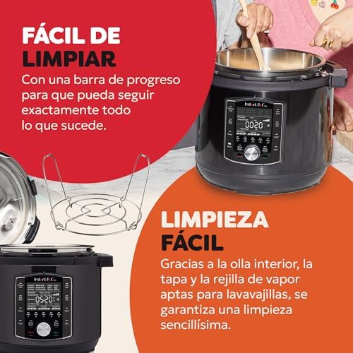 Pro Multicocina Eléctrica 10 en 1, 1200 W, 5,7 L – Olla a Presión, Cocción Lenta, Arrocera, Vaporera, Salteado, Esterilizador, Yogurtera, Sous Vide – Acero Inoxidable Negro