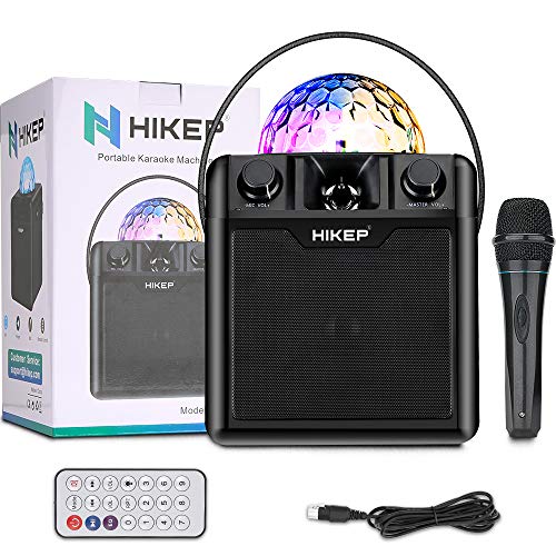 HIKEP Bluetooth Karaoke Machine with Disco Ball, Karaoke Home System Portable PA System