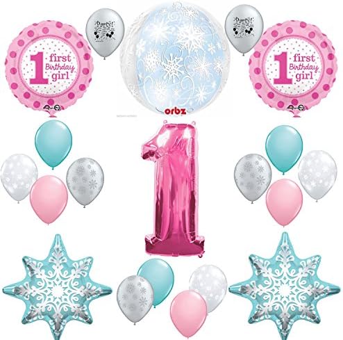 Pink Winter One-Derland 1st Birthday Party Balloon Decoration Kit