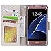 Galaxy s7 edge Case, Arae [Wrist Strap] Flip Folio [Kickstand Feature] PU leather wallet case with ID&Credit Card Pockets For Samsung Galaxy S7 edge (not for S7) beige-grey