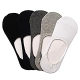 Yolev Low Cut No Show Socks Cotton Socks for Men Loafer Flat Shoe with Anti-slip Silicone Pad 5 Pairs (Mixed)