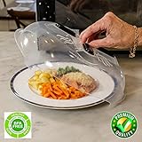 Magnetic Microwave Splatter Lid Hover Cover - Plate Cover with Steam Vents & Strong Magnets | Safe BPA Free | Anti Splatter Splash Guard over food keeps microwave clean | Large Plastic 11.8 inch Lid