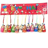 xlpace 12pcs Fashion Jewelry Drip Charm Key Chains Wood Matryoshka Russian Dolls Key Rings Keychains Decorative Gifts