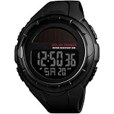 Gosasa Men's Outdoor Sports Multifunction Solar Power LED Digital Watches 50M Water Resistant (Black)
