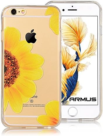 iPhone 6/6s case nature flower pattern,ARMUS Hybrid Case Shock Absorbing TPU Bumper+Hard Back Cover Clear with Premium Quality 3D print Protective Case for 4.7inches iphone 6s/6(Sunflower)