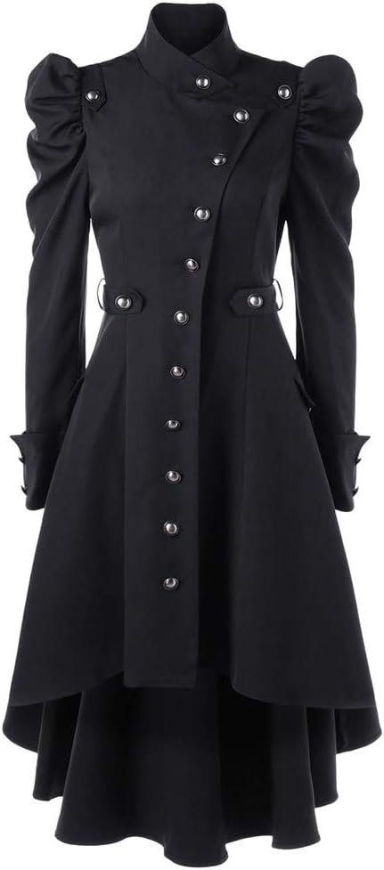 Vintage Womens Steampunk Victorian Swallow Tail Long Trench Coat Jacket Thin Outwear