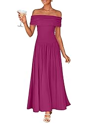 ZESICA Women's Off The Shoulder Maxi Dress 2025