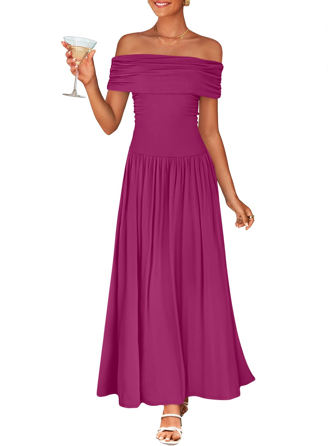 ZESICA Women's Off The Shoulder Maxi Dress 2025