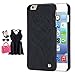 iPhone 6 Plus/iPhone 6S Plus Wallet Case, FLOVEME Hidden Mirror ID Credit Card Slots Holder Stand Feature Anti Scratch Shockproof Protective Flip Folio Hard Back PC Cover Girls Women, Black
