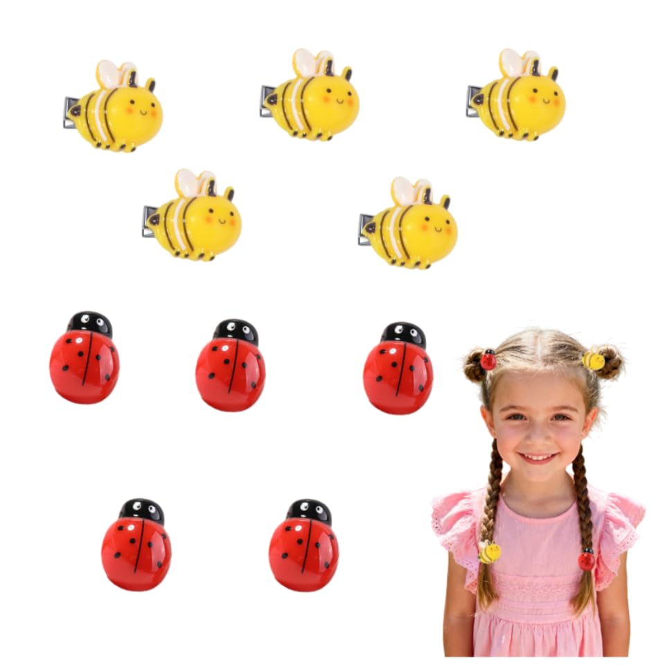 Photo 1 of 10Pcs Cute Mini Ladybug & Bee Hair Clips For Women, Small Cartoon Ladybug Barrettes Pins for Girls, Funky Insect Bug Hair Accessories For Costume Cosplay Halloween Party Kawaii Birthday Gift
