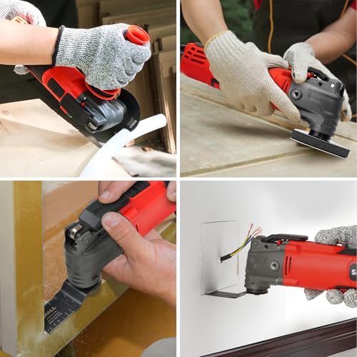SHALL Oscillating Tool 300W Oscillating Multi Tool Kit with 3° Oscillation Angle, 6 Variable Speed, Auxiliary Handle, 40 Saw Accessories