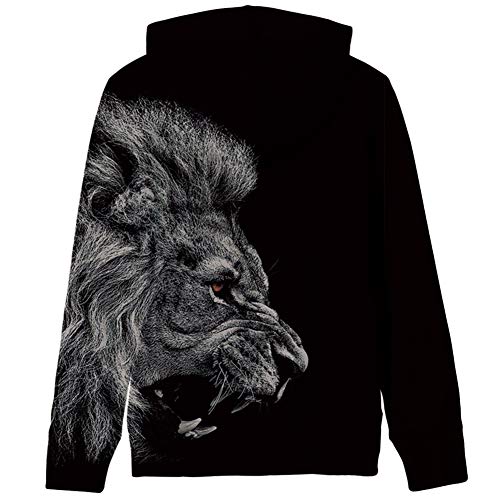 RAISEVERN Unisex Realistic 3D Printed Sports Pullover Sweatshirt Hoodies with Powerful Lion for Boys Girls