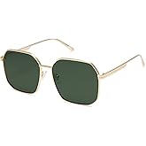 SOJOS Retro Square Polarized Sunglasses for Women Vintage Square Shades UV400 Large Metal Frame SJ1166B
