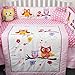 SoHo Pink Dancing Owl Baby Crib Nursery Bedding Set with Diaper bag 14 pcs set